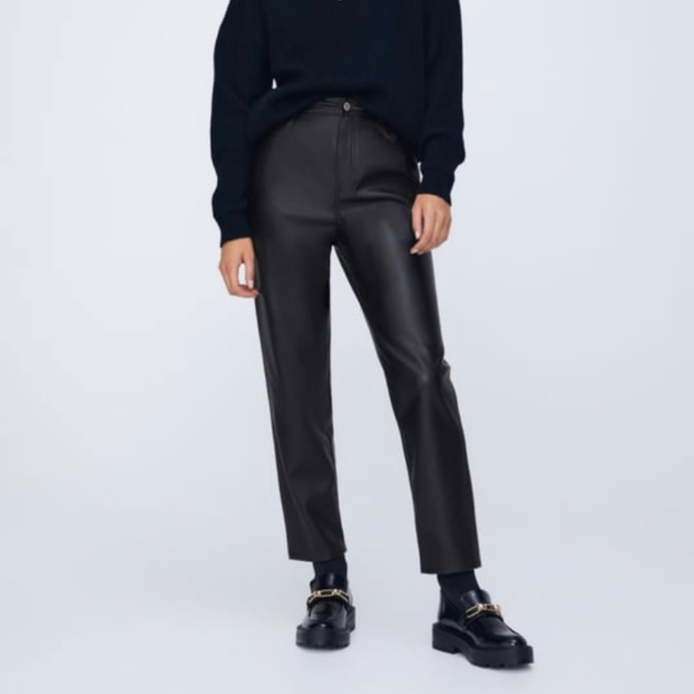Zara Faux Leather Mom Fit Pants